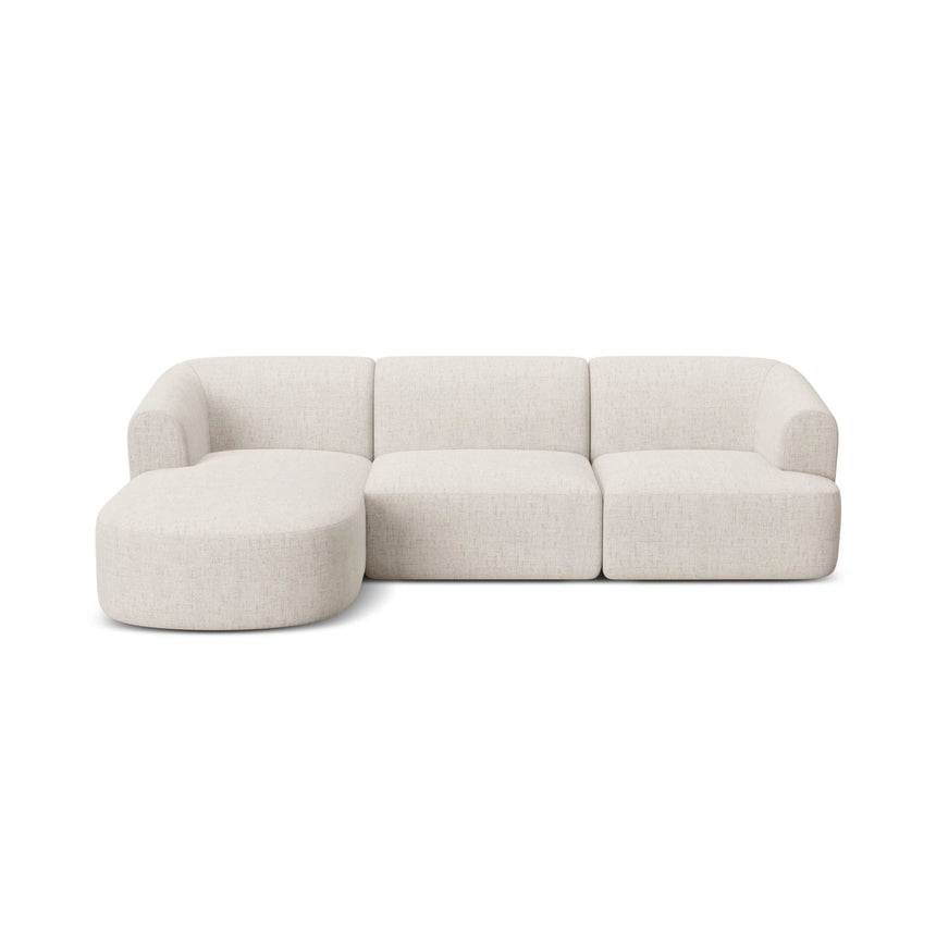 Campi 4-Sitzer Ecksofa, Linke Seite, aus Strukturierter Stoff in Hellbeige (Moly 02), 256x156x70 cm von Cosmopolitan Design – Bild 4