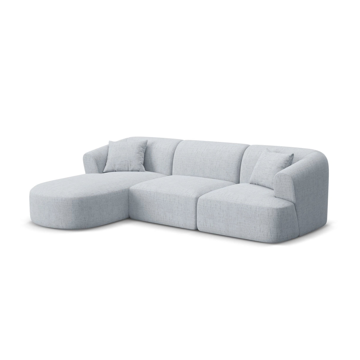 Campi 4-Sitzer Ecksofa, Linke Seite, aus Strukturierter Stoff in Hellgrau (Moly 70), 256x156x70 cm von Cosmopolitan Design – Bild 3