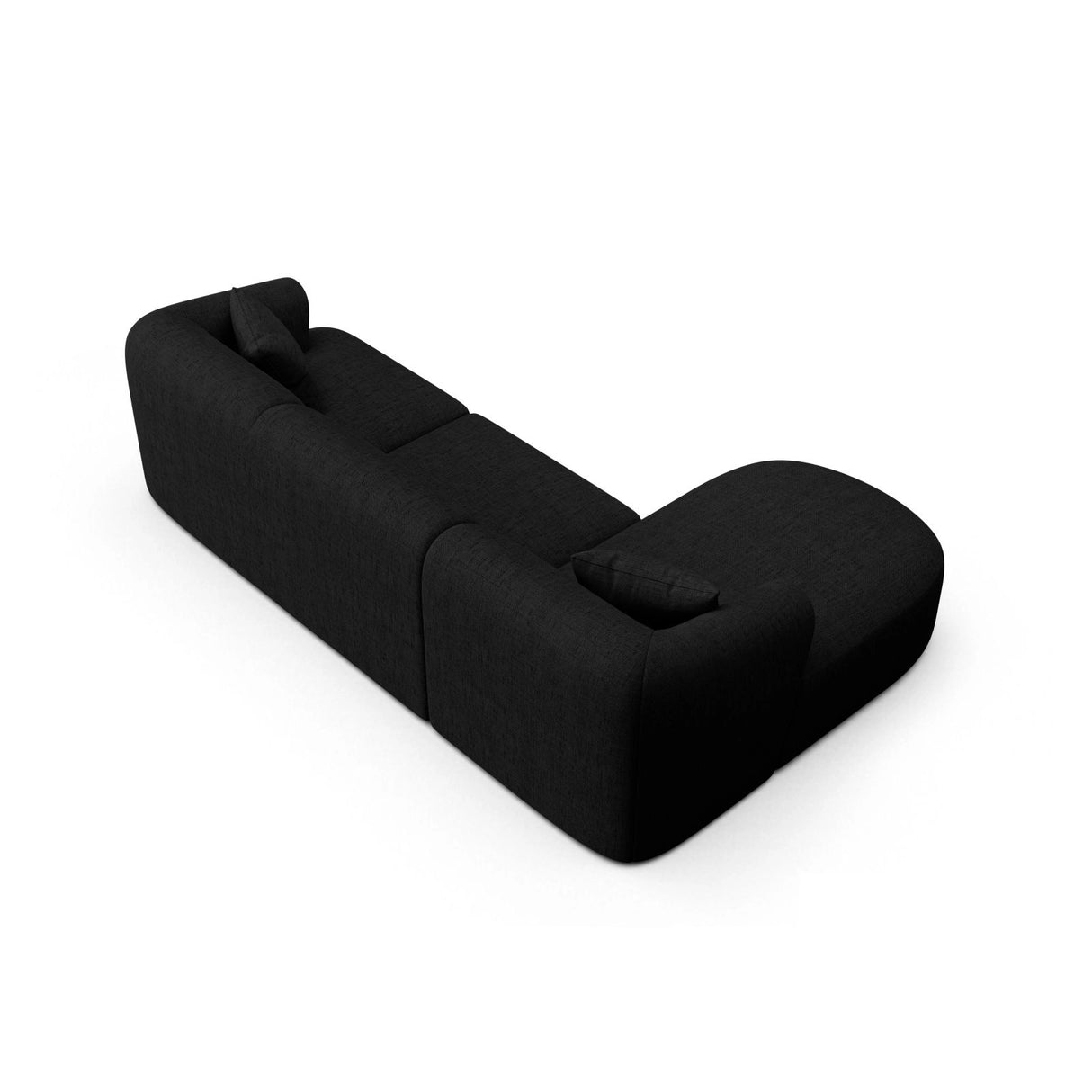 Campi 4-Sitzer Ecksofa, Linke Seite, aus Strukturierter Stoff in Schwarz (Moly 99), 256x156x70 cm von Cosmopolitan Design – Bild 5