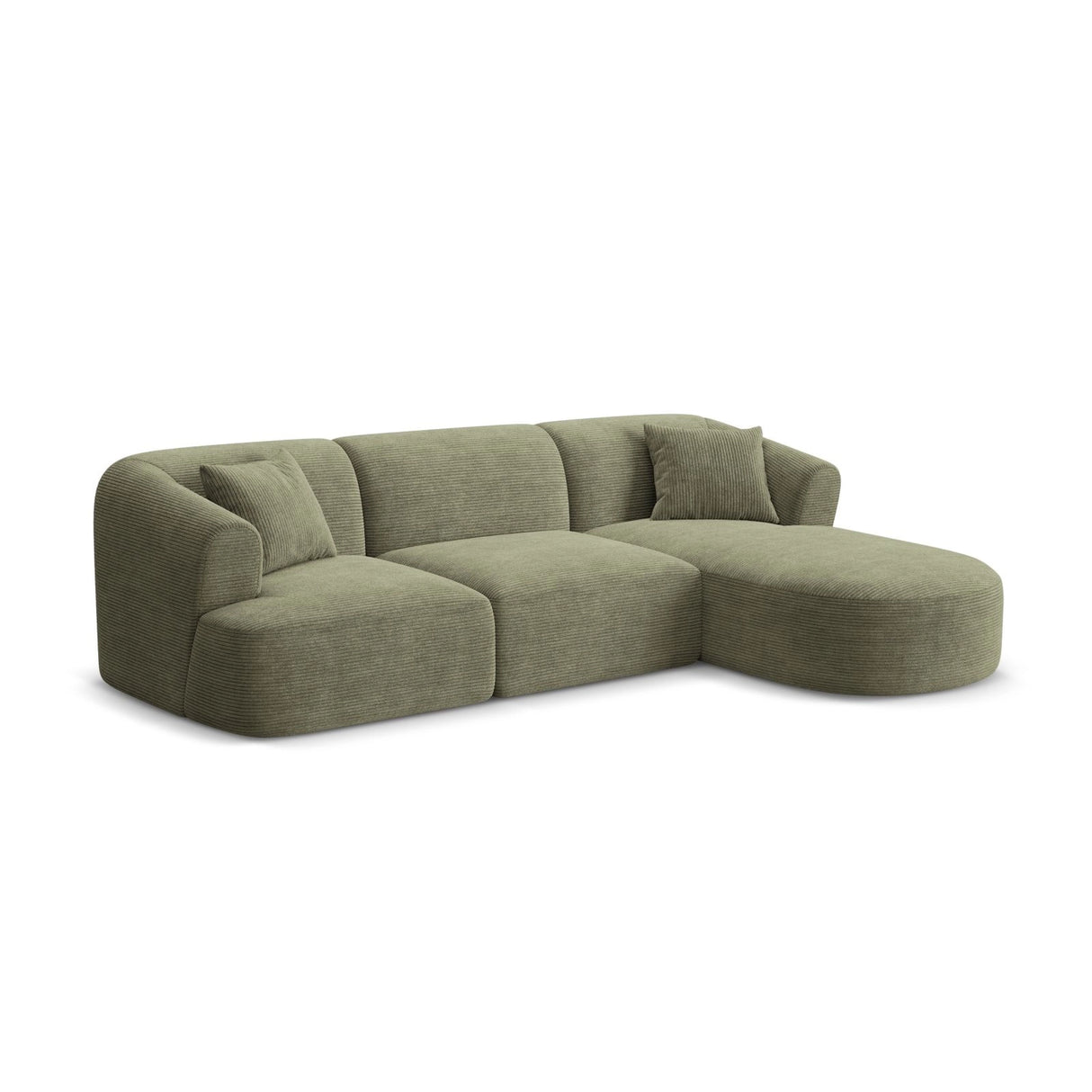 Campi 4-Sitzer Ecksofa, Rechte Seite, aus Cord in Moosgrün (Lincoln 37D), 256x156x70 cm von Cosmopolitan Design – Bild 3