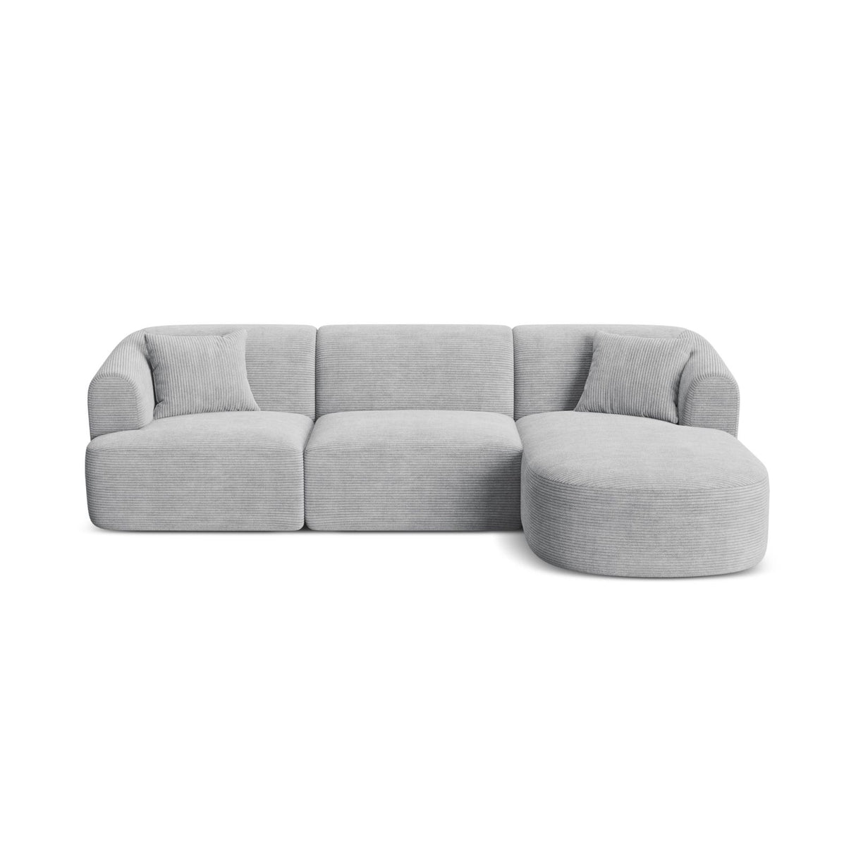 Campi 4-Sitzer Ecksofa, Rechte Seite, aus Cord in Silber (Lincoln 84D), 256x156x70 cm von Cosmopolitan Design – Bild 1