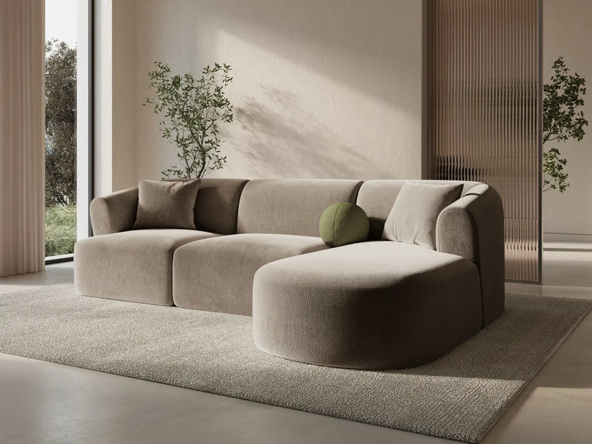 Campi 4-Sitzer Ecksofa, Rechte Seite, aus Samt in Dunkelbeige (Vogue 3), 256x156x70 cm von Cosmopolitan Design – Bild 2