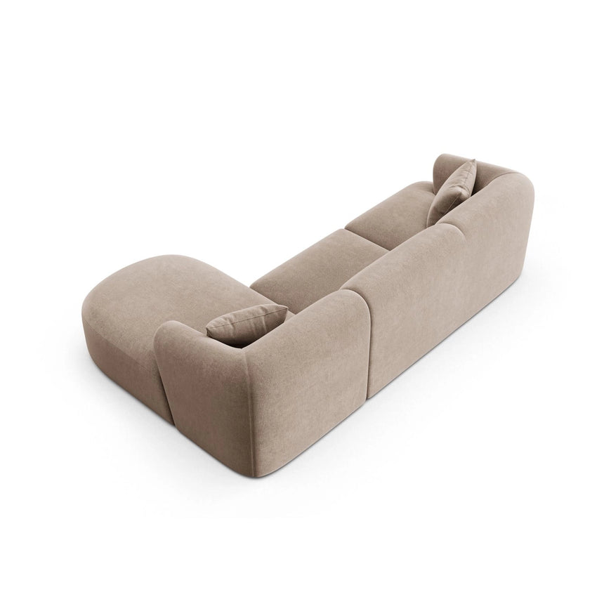Campi 4-Sitzer Ecksofa, Rechte Seite, aus Samt in Dunkelbeige (Vogue 3), 256x156x70 cm von Cosmopolitan Design – Bild 6