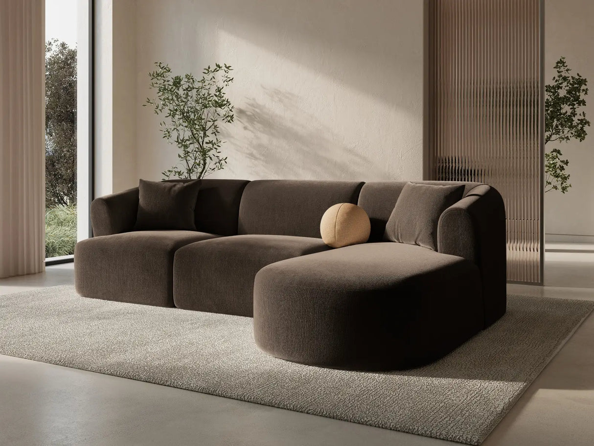 Campi 4-Sitzer Ecksofa, Rechte Seite, aus Samt in Schokolade (Vogue 6), 256x156x70 cm von Cosmopolitan Design – Bild 2