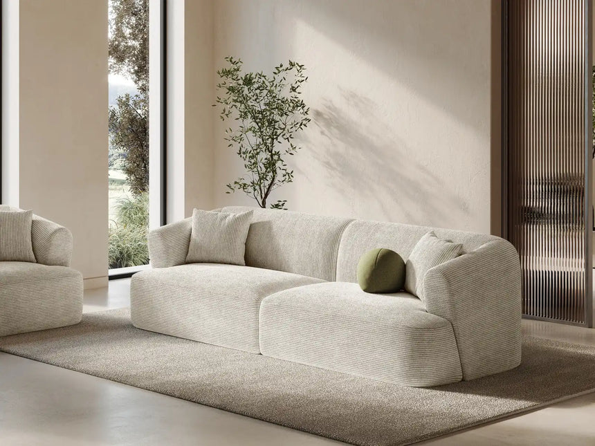 Campi 4-Sitzer Sofa aus Cord in Elfenbein (Lincoln 01D), 255x90x70 cm von Cosmopolitan Design – Bild 2