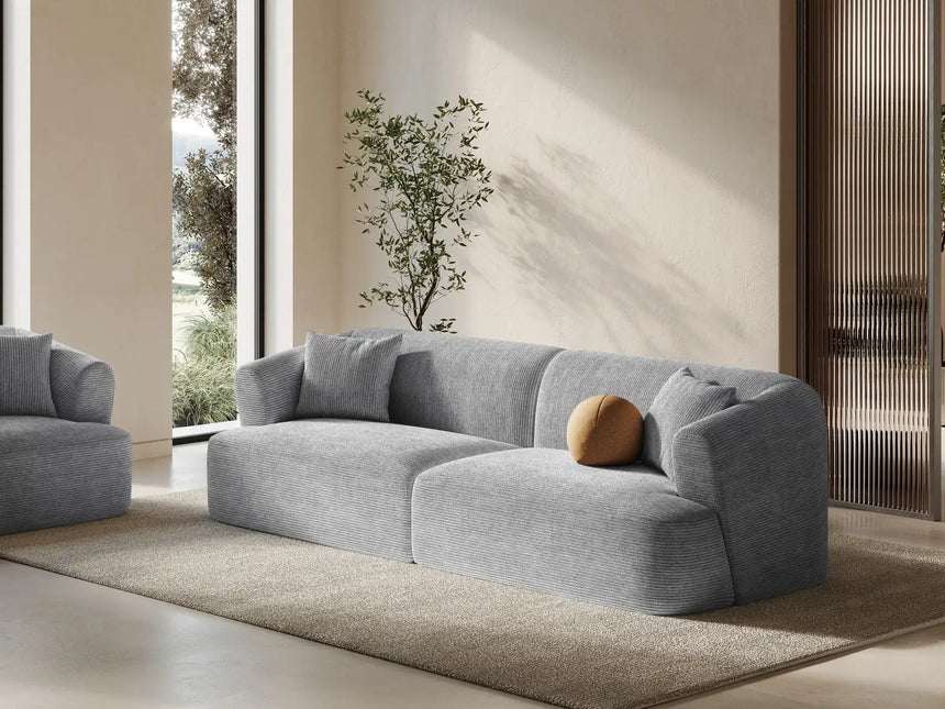 Campi 4-Sitzer Sofa aus Cord in Silber (Lincoln 84D), 255x90x70 cm von Cosmopolitan Design – Bild 2