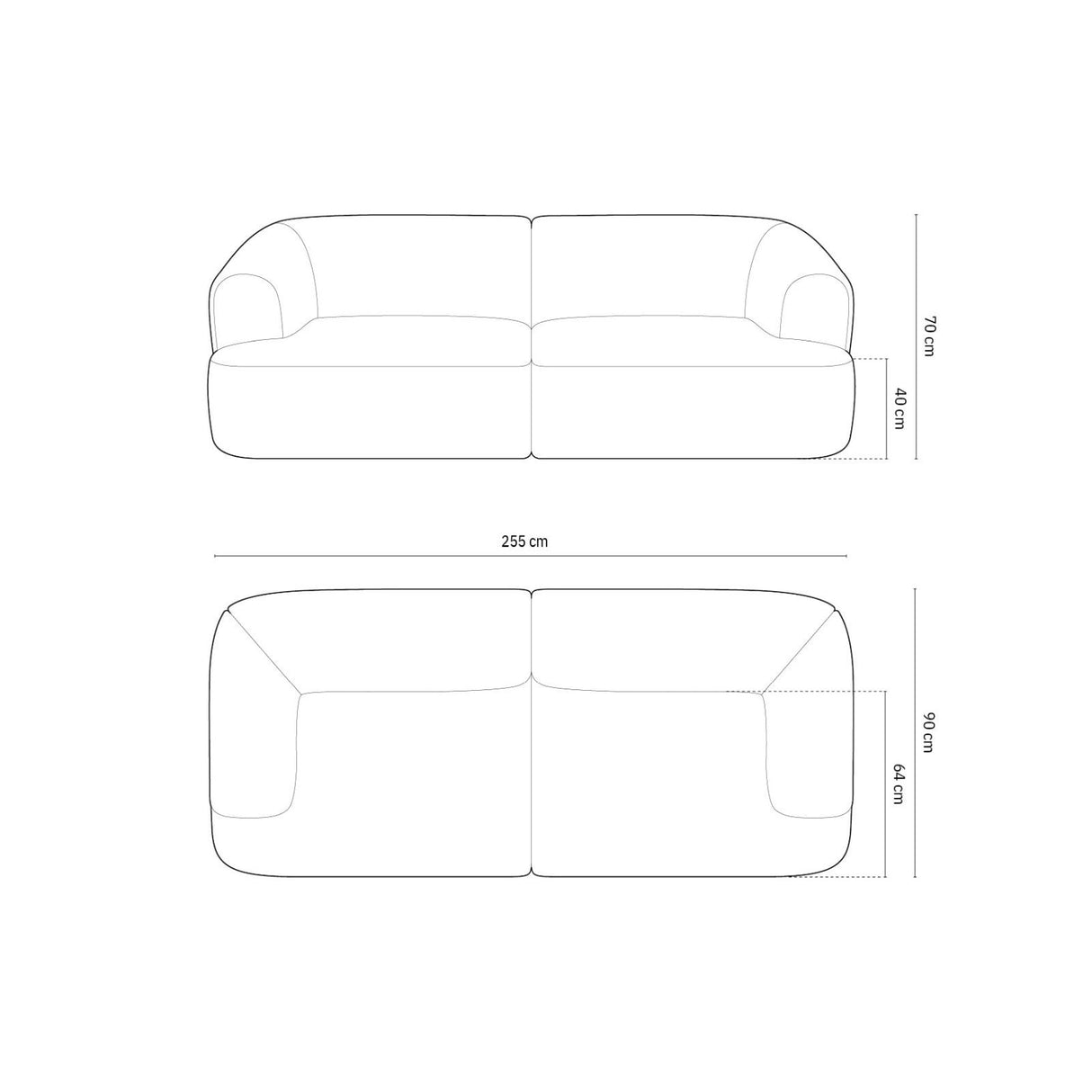 Campi 4-Sitzer Sofa aus Samt in Grün (Vogue 11), 255x90x70 cm von Cosmopolitan Design – Bild 3