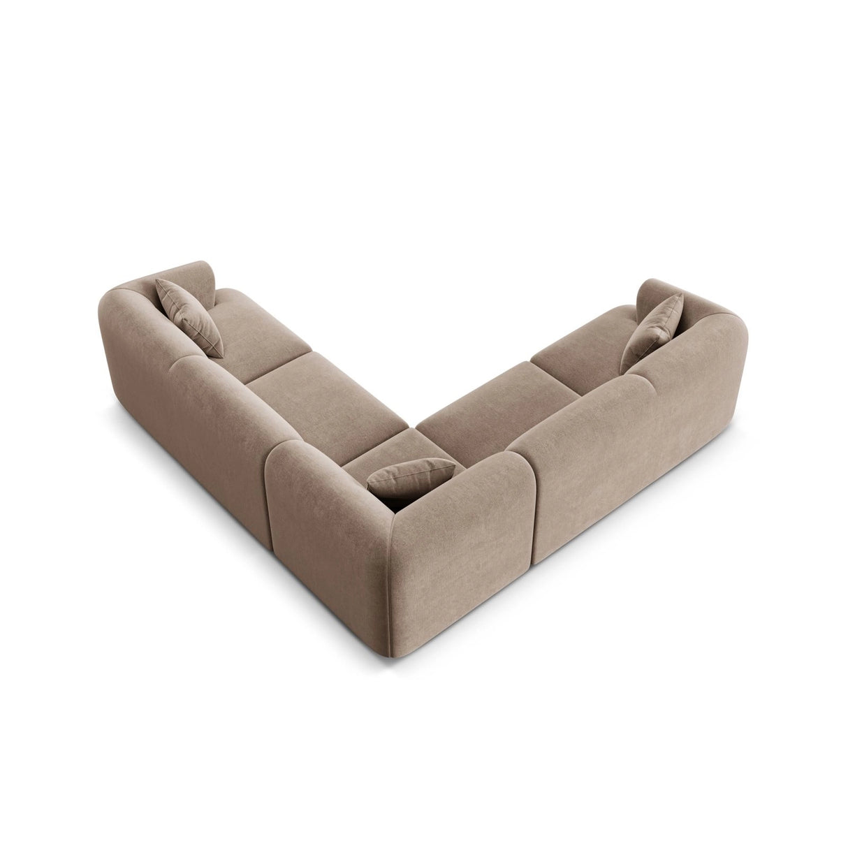 Campi 6-Sitzer Ecksofa, symmetrisch, aus Samt in Dunkelbeige (Vogue 3), 255x255x70 cm von Cosmopolitan Design – Bild 6