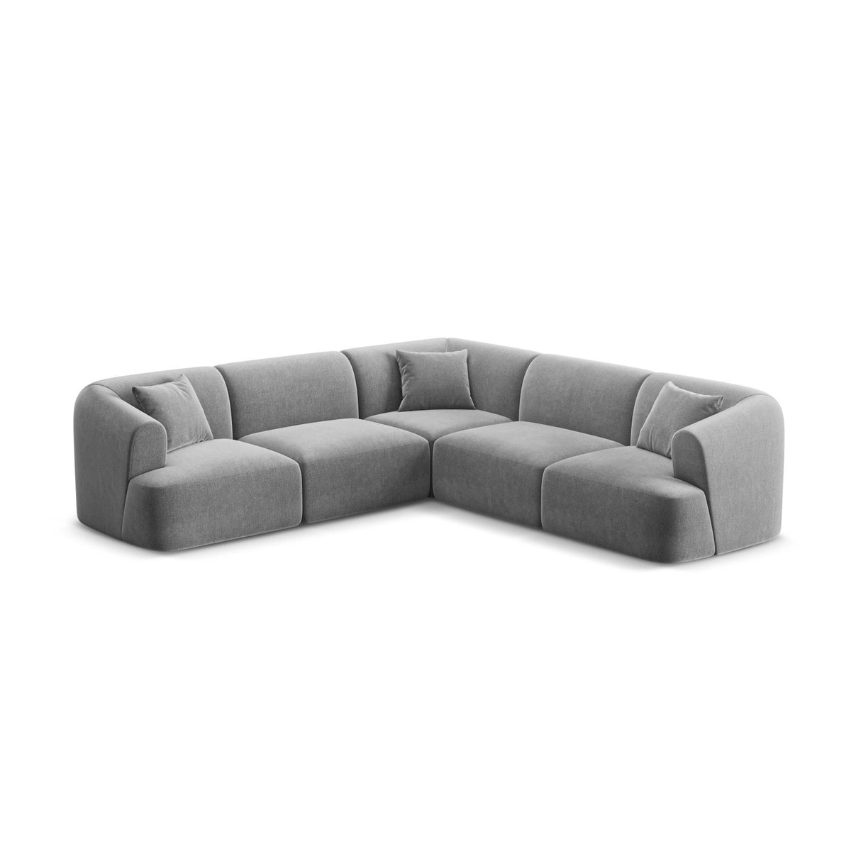 Campi 6-Sitzer Ecksofa, symmetrisch, aus Samt in Grau (Vogue 15), 255x255x70 cm von Cosmopolitan Design – Bild 4