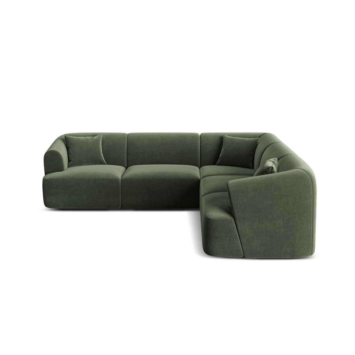Campi 6-Sitzer Ecksofa, symmetrisch, aus Samt in Grün (Vogue 11), 255x255x70 cm von Cosmopolitan Design – Bild 1