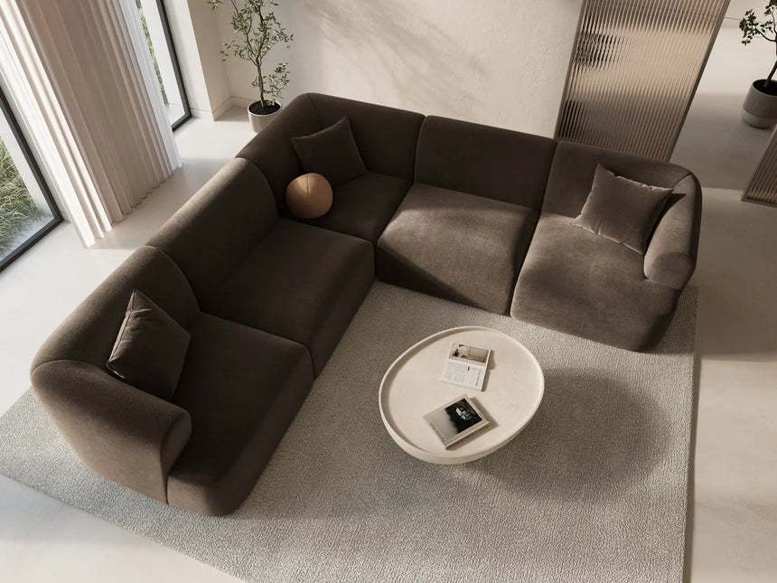 Campi 6-Sitzer Ecksofa, symmetrisch, aus Samt in Schokolade (Vogue 6), 255x255x70 cm von Cosmopolitan Design – Bild 2