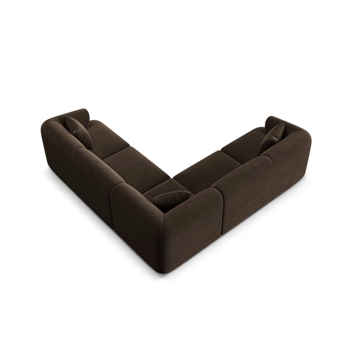 Campi 6-Sitzer Ecksofa, symmetrisch, aus Samt in Schokolade (Vogue 6), 255x255x70 cm von Cosmopolitan Design – Bild 6