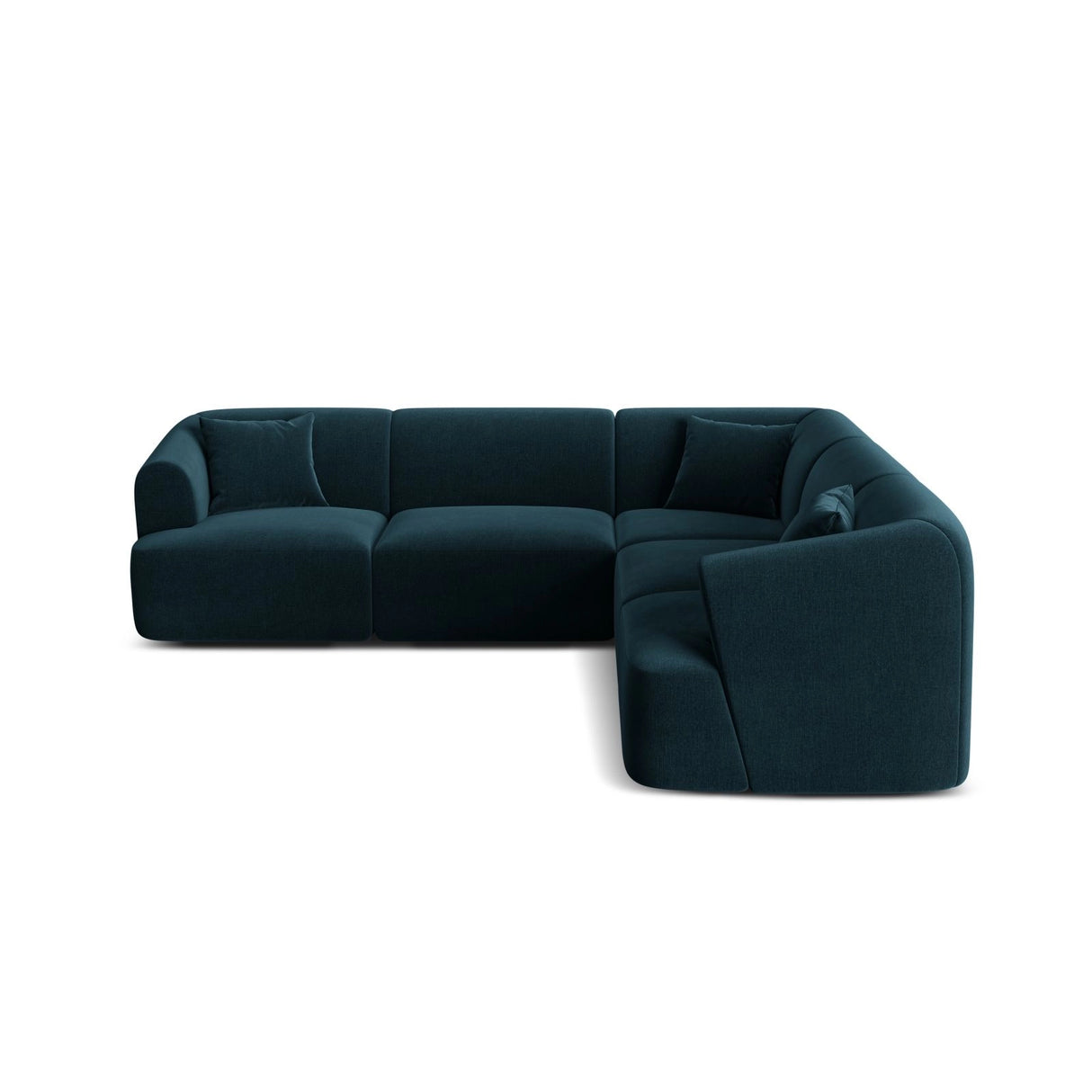 Campi 6-Sitzer Ecksofa, symmetrisch, aus Samt in Tiefes Petrol (Vogue 13), 255x255x70 cm von Cosmopolitan Design – Bild 1