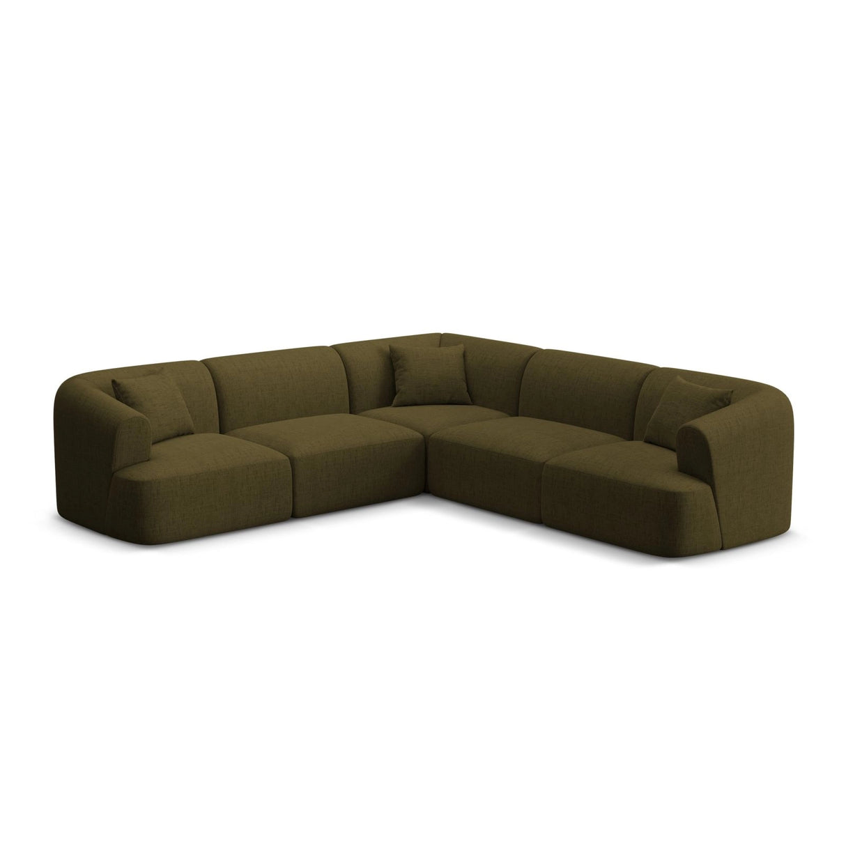 Campi 6-Sitzer Ecksofa, symmetrisch, aus Strukturierter Stoff in Grün (Moly 38), 255x255x70 cm von Cosmopolitan Design – Bild 1