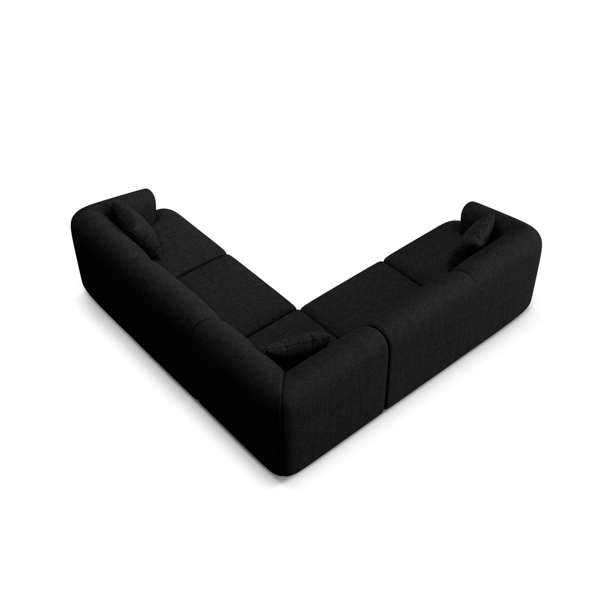Campi 6-Sitzer Ecksofa, symmetrisch, aus Strukturierter Stoff in Schwarz (Moly 99), 255x255x70 cm von Cosmopolitan Design – Bild 5