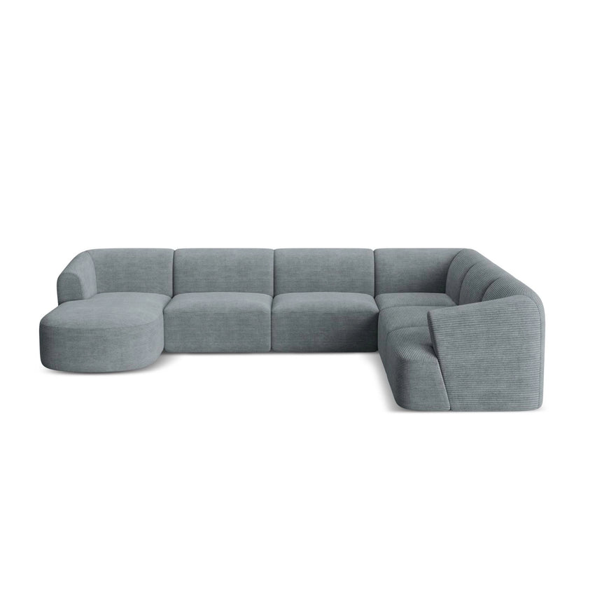 Campi 7-Sitzer Panorama Ecksofa, Rechte Seite, aus Cord in Dunkelgrau (Lincoln 94D), Beine aus Schwarzes Plastik, 330x255x70 cm von Cosmopolitan Design – Bild 5