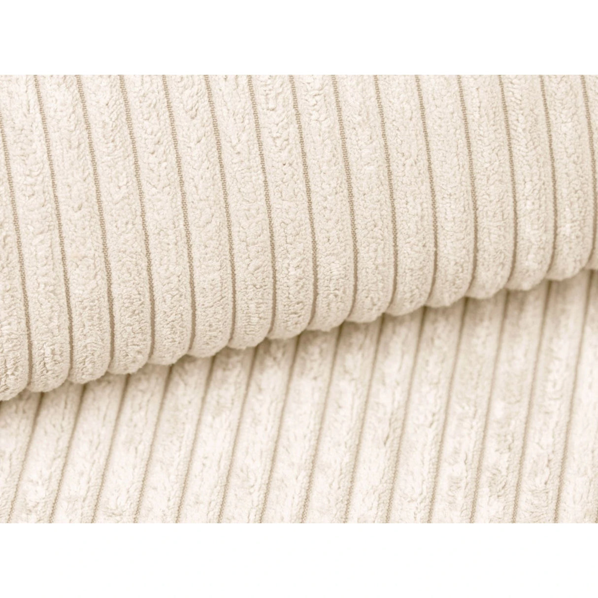 Campi 7-Sitzer Panorama Ecksofa, Rechte Seite, aus Cord in Elfenbein (Lincoln 01D), Beine aus Schwarzes Plastik, 330x255x70 cm von Cosmopolitan Design – Bild 7