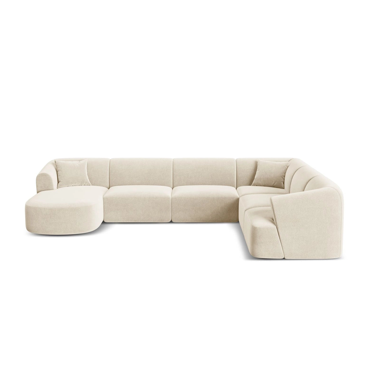 Campi 7-Sitzer Panorama Ecksofa, Rechte Seite, aus Samt, Cord oder Strukturstoff, 330x255x70 cm von Cosmopolitan Design – Bild 1