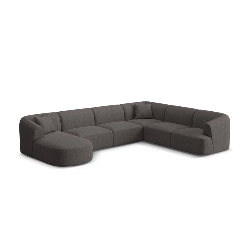 Campi 7-Sitzer Panorama Ecksofa, Rechte Seite, aus Strukturierter Stoff in Grau (Moly 85), Beine aus Schwarzes Plastik, 330x255x70 cm von Cosmopolitan Design – Bild 4