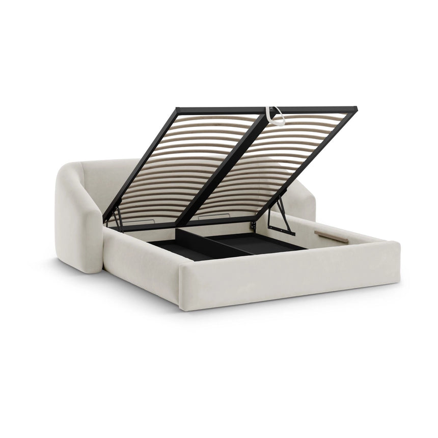 Campi Bett mit Kopfteil und Stauraum aus Samt in Dunkelbeige (Bluvel 30), 200x180 cm von Cosmopolitan Design – Bild 4
