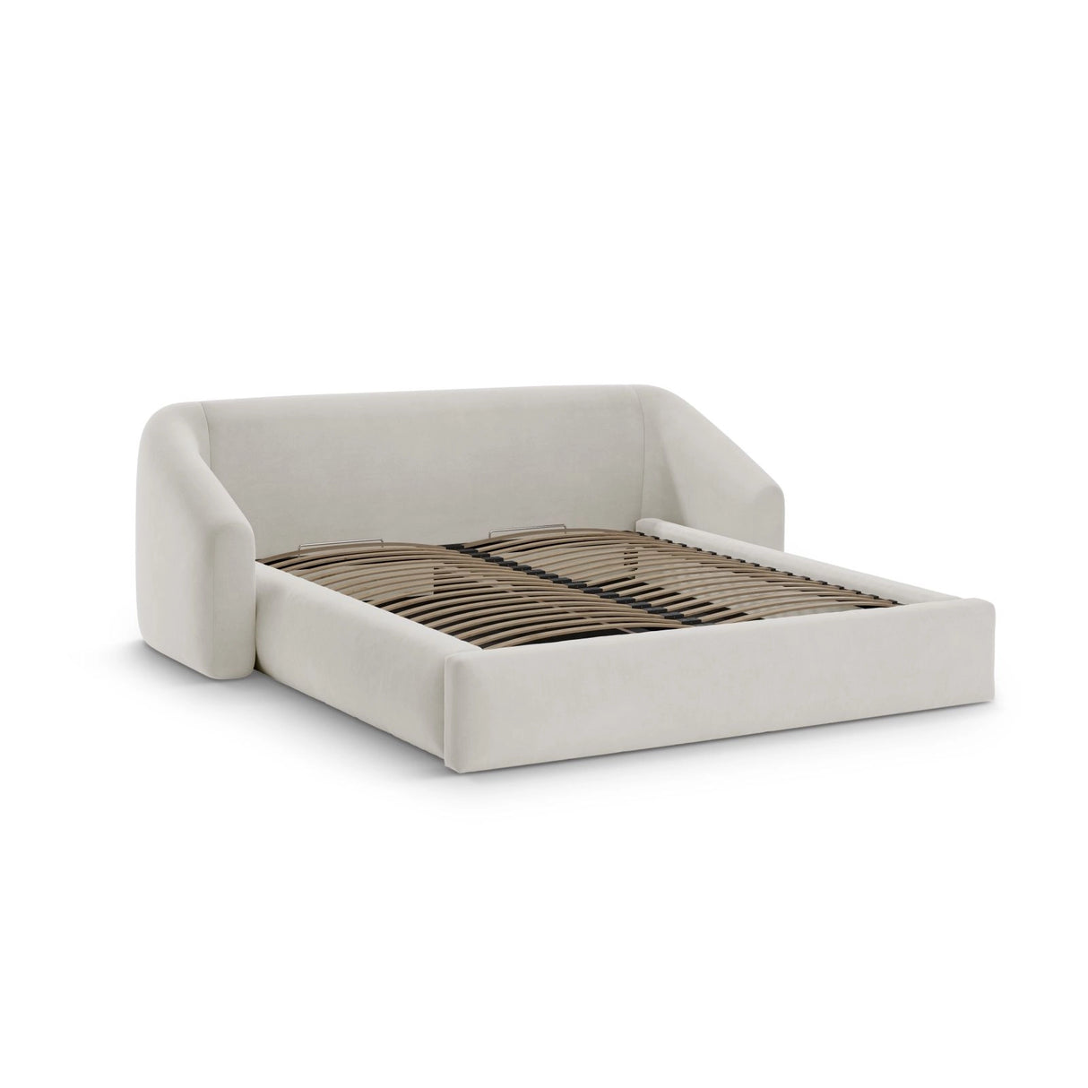 Campi Bett mit Kopfteil und Stauraum aus Samt in Dunkelbeige (Bluvel 30), 200x200 cm von Cosmopolitan Design – Bild 3
