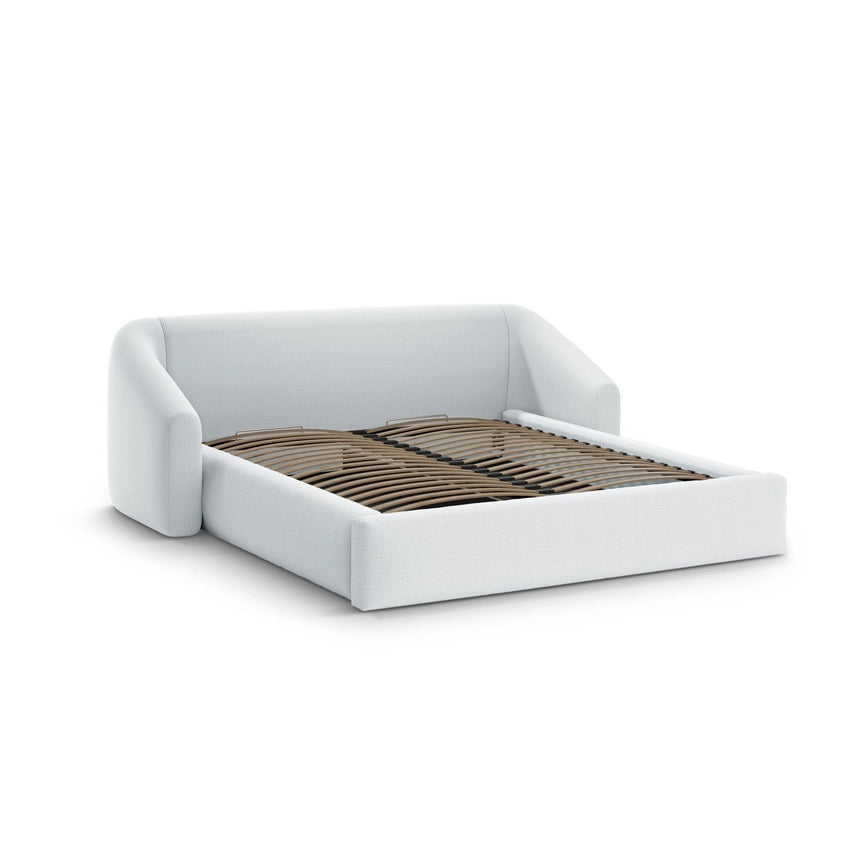 Campi Bett mit Kopfteil und Stauraum aus Strukturierter Stoff in Hellgrau (Moly 70), 200x140 cm von Cosmopolitan Design – Bild 3
