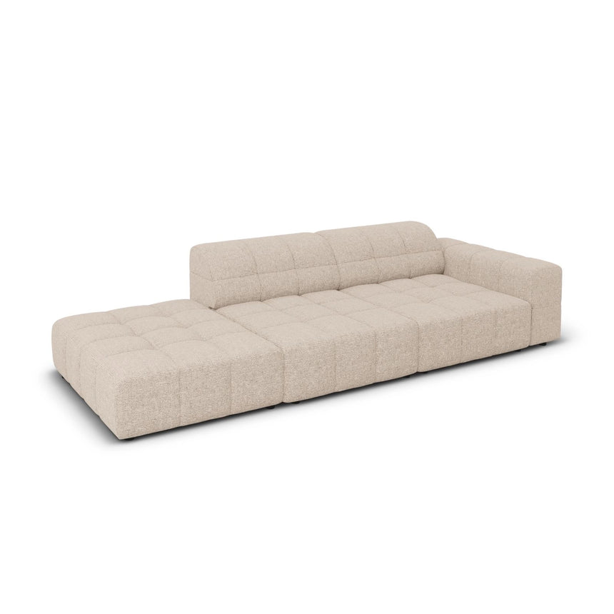 Chicago 3-Sitzer Sofa, Linksseitig, aus Chenille in Beige (Haga 30), Beine aus Schwarzes Plastik, 262x102x70 cm von Cosmopolitan Design – Bild 4