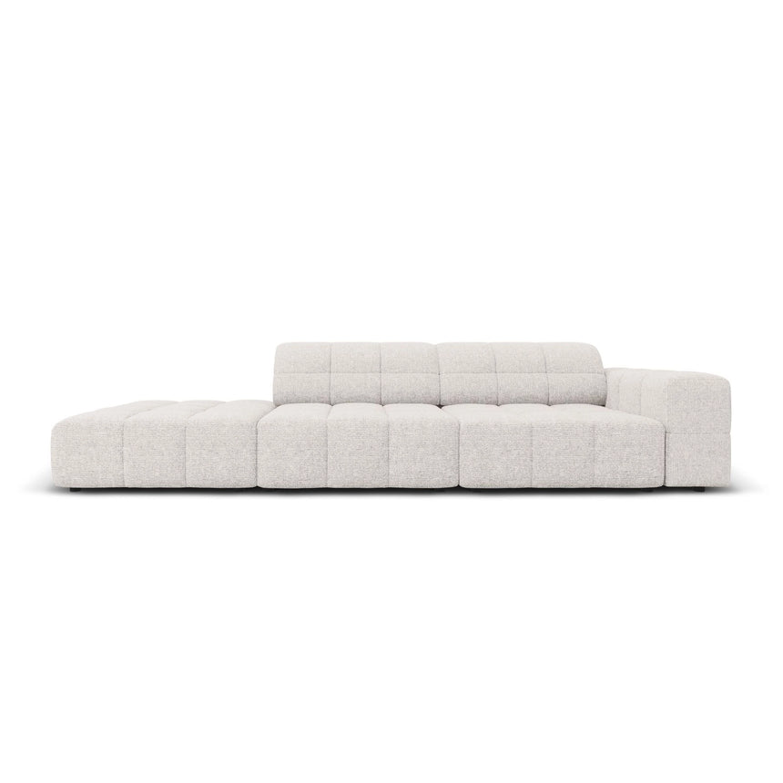 Chicago 3-Sitzer Sofa, Linksseitig, aus Chenille in Hellgrau (Haga 06), Beine aus Schwarzes Plastik, 262x102x70 cm von Cosmopolitan Design – Bild 1