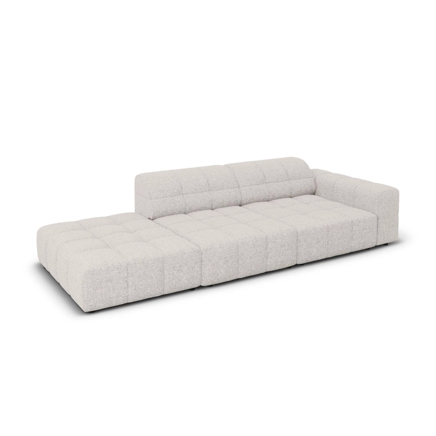 Chicago 3-Sitzer Sofa, Linksseitig, aus Chenille in Hellgrau (Haga 06), Beine aus Schwarzes Plastik, 262x102x70 cm von Cosmopolitan Design – Bild 4