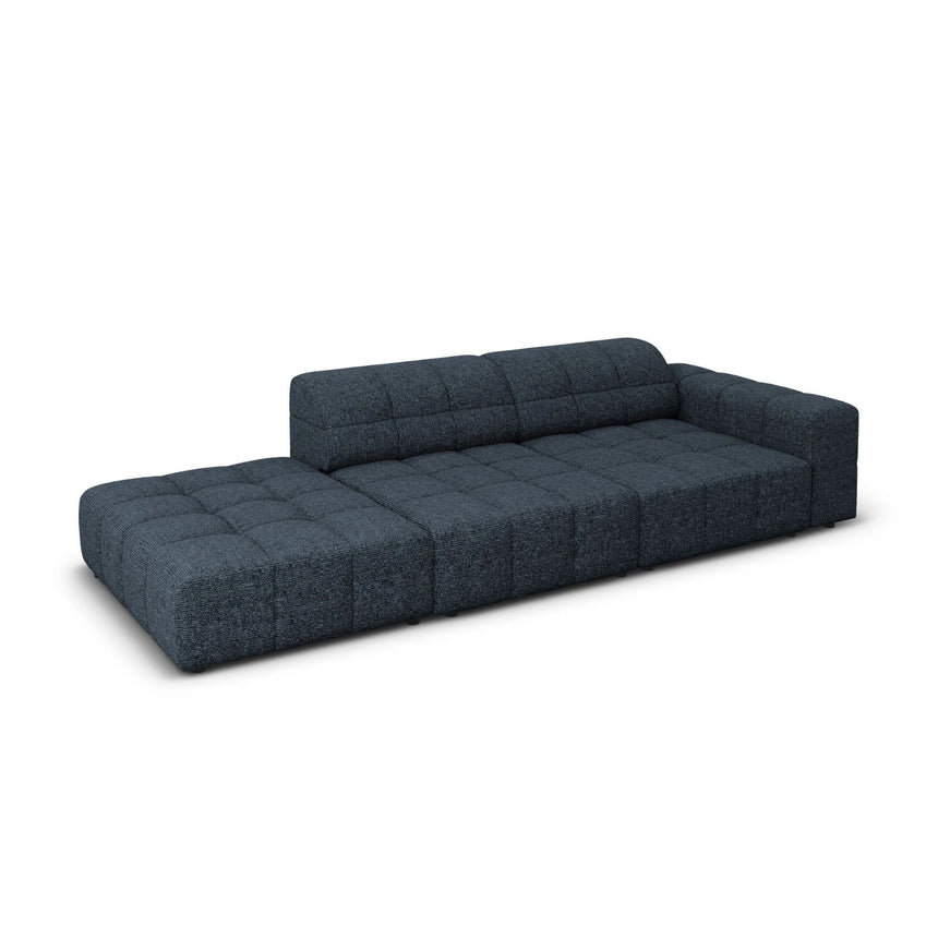 Chicago 3-Sitzer Sofa, Linksseitig, aus Chenille in Königsblau (Haga 86), Beine aus Schwarzes Plastik, 262x102x70 cm von Cosmopolitan Design – Bild 4