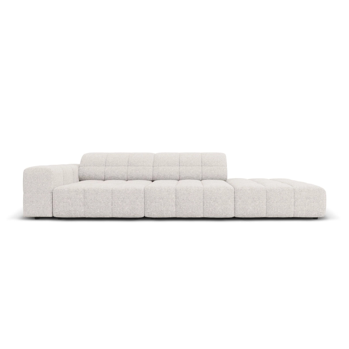 Chicago 3-Sitzer Sofa, Rechtsseitig, aus Chenille in Hellgrau (Haga 06), Beine aus Schwarzes Plastik, 262x102x70 cm von Cosmopolitan Design – Bild 1