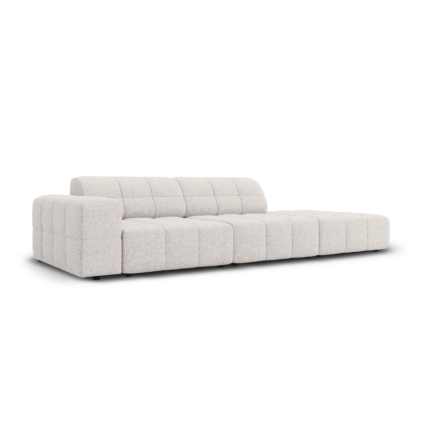 Chicago 3-Sitzer Sofa, Rechtsseitig, aus Chenille in Hellgrau (Haga 06), Beine aus Schwarzes Plastik, 262x102x70 cm von Cosmopolitan Design – Bild 3
