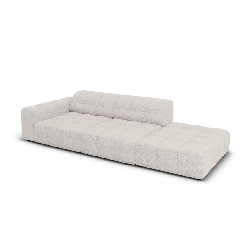 Chicago 3-Sitzer Sofa, Rechtsseitig, aus Chenille in Hellgrau (Haga 06), Beine aus Schwarzes Plastik, 262x102x70 cm von Cosmopolitan Design – Bild 4