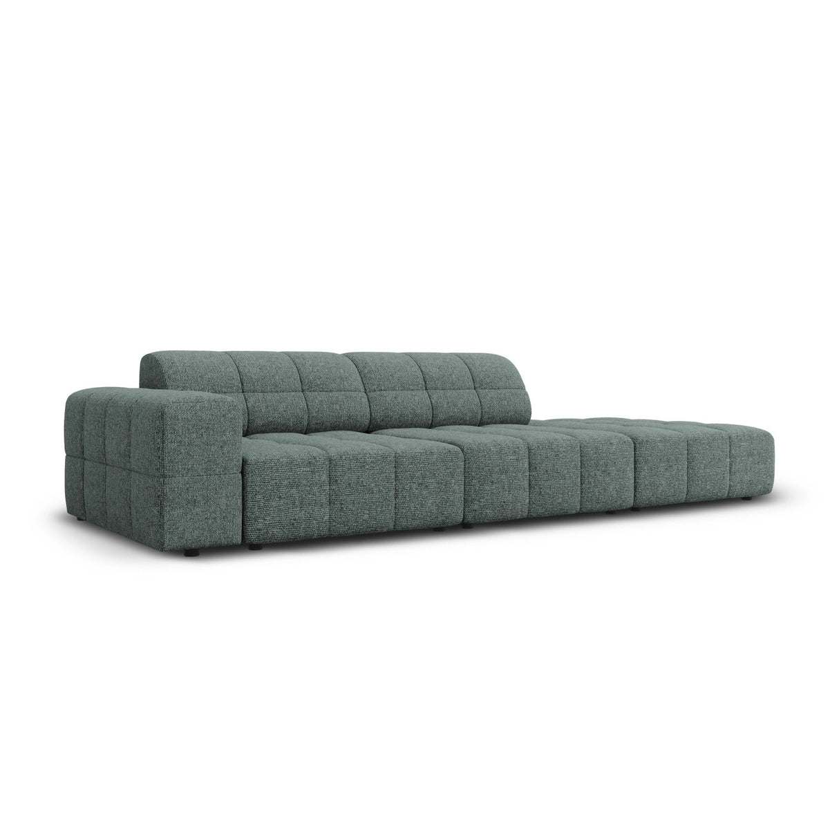 Chicago 3-Sitzer Sofa, Rechtsseitig, aus Chenille in Petrol (Haga 78), Beine aus Schwarzes Plastik, 262x102x70 cm von Cosmopolitan Design – Bild 3