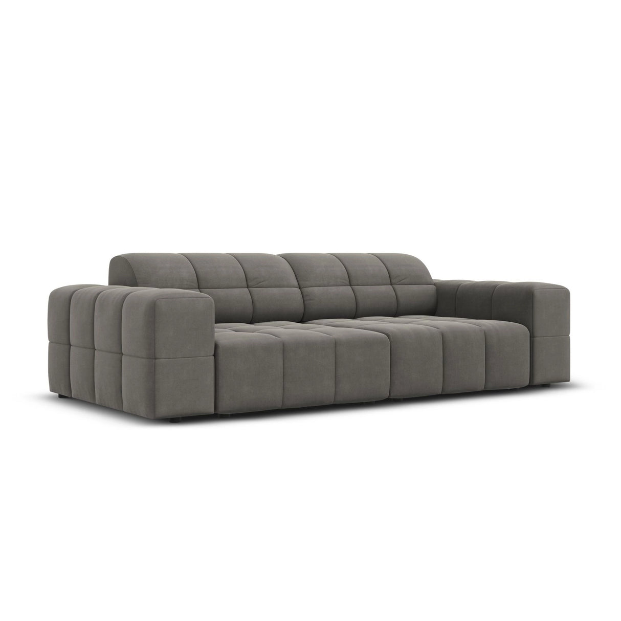 Chicago 3-Sitzer Sofa aus Samt in Hellgrau (Bluvel 13), 204x102x70 cm von Cosmopolitan Design – Bild 3