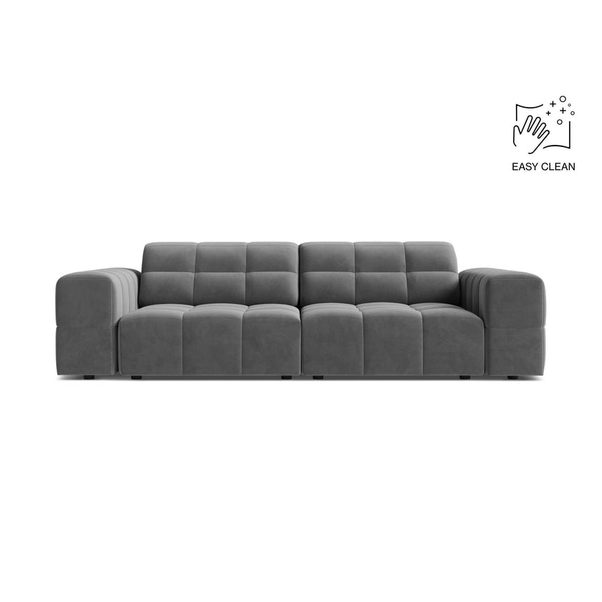 Chicago 3-Sitzer Sofa aus Samt in Hellgrau (Venus 2929), 212x102 cm von Cosmopolitan Design – Bild 1