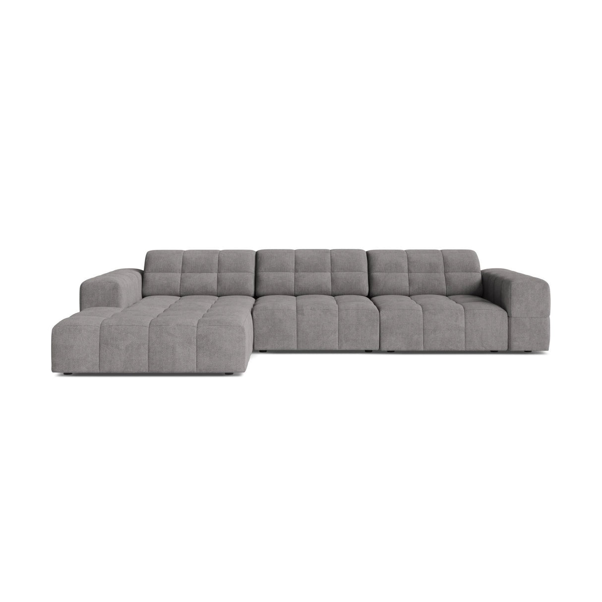 Chicago 4-Sitzer Ecksofa, Linke Seite, aus Chenille in Hellgrau (Eden 18 Grey), 294x167 cm von Cosmopolitan Design – Bild 1
