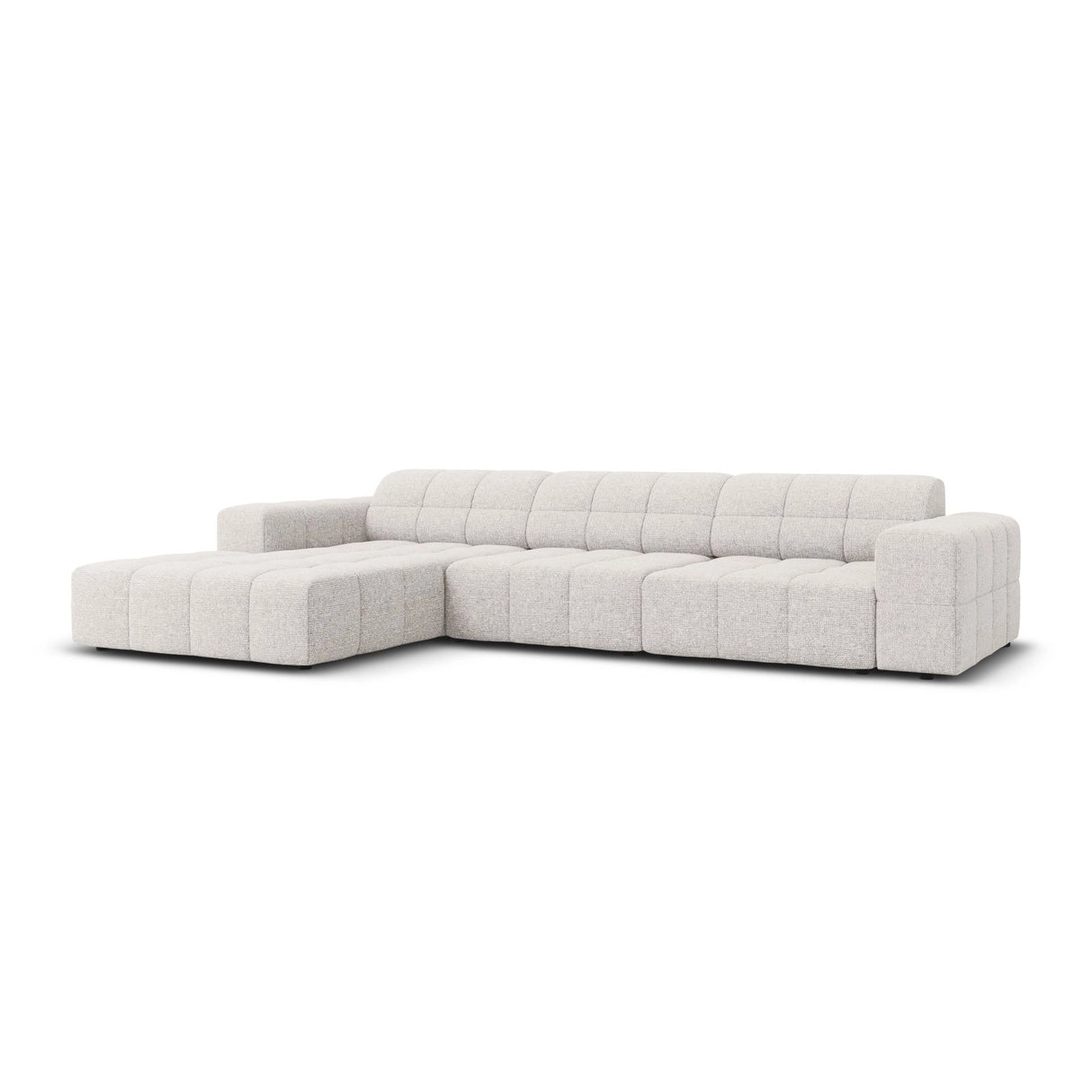 Chicago 4-Sitzer Ecksofa, Linke Seite, aus Chenille in Hellgrau (Haga 06), 284x166x70 cm von Cosmopolitan Design – Bild 3