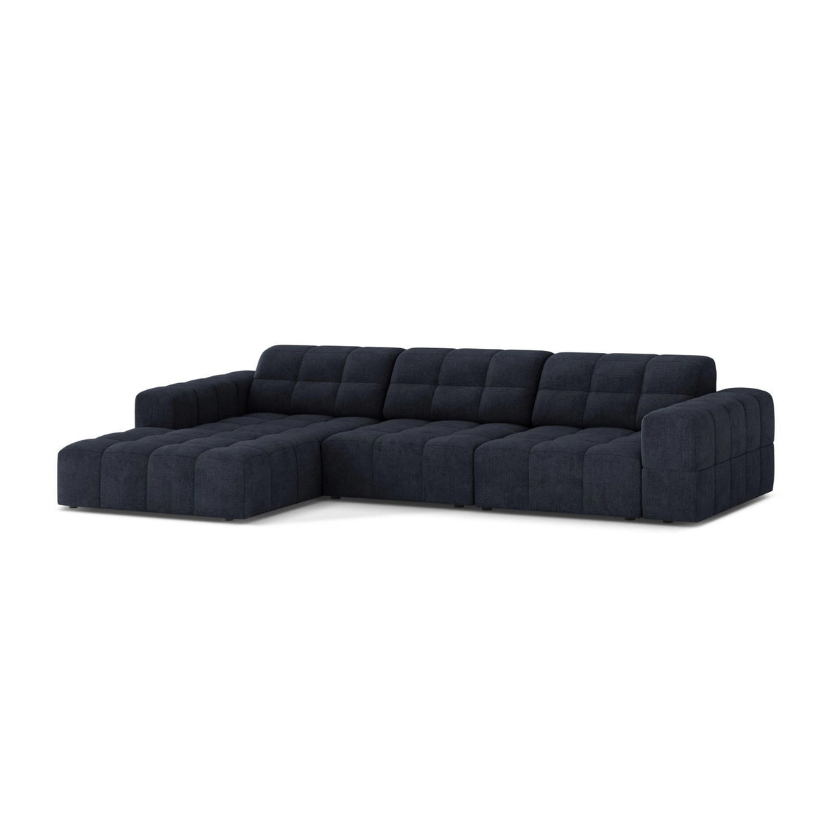 Chicago 4-Sitzer Ecksofa, Linke Seite, aus Chenille in Marineblau (Eden 16 Deep Blue), 294x167 cm von Cosmopolitan Design – Bild 3