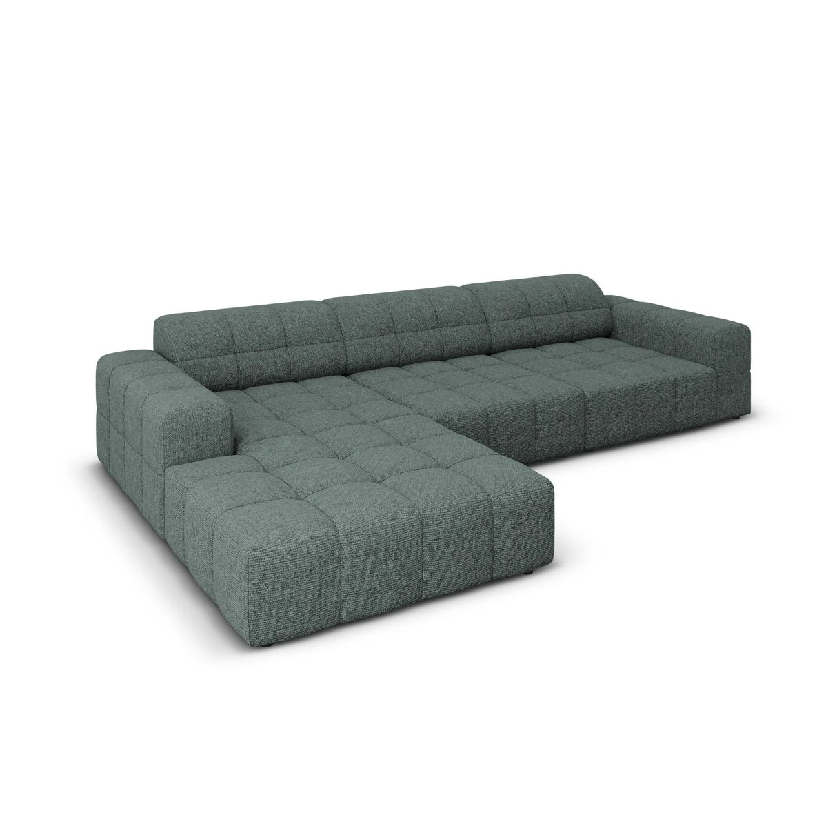 Chicago 4-Sitzer Ecksofa, Linke Seite, aus Chenille in Petrol (Haga 78), 284x166x70 cm von Cosmopolitan Design – Bild 4