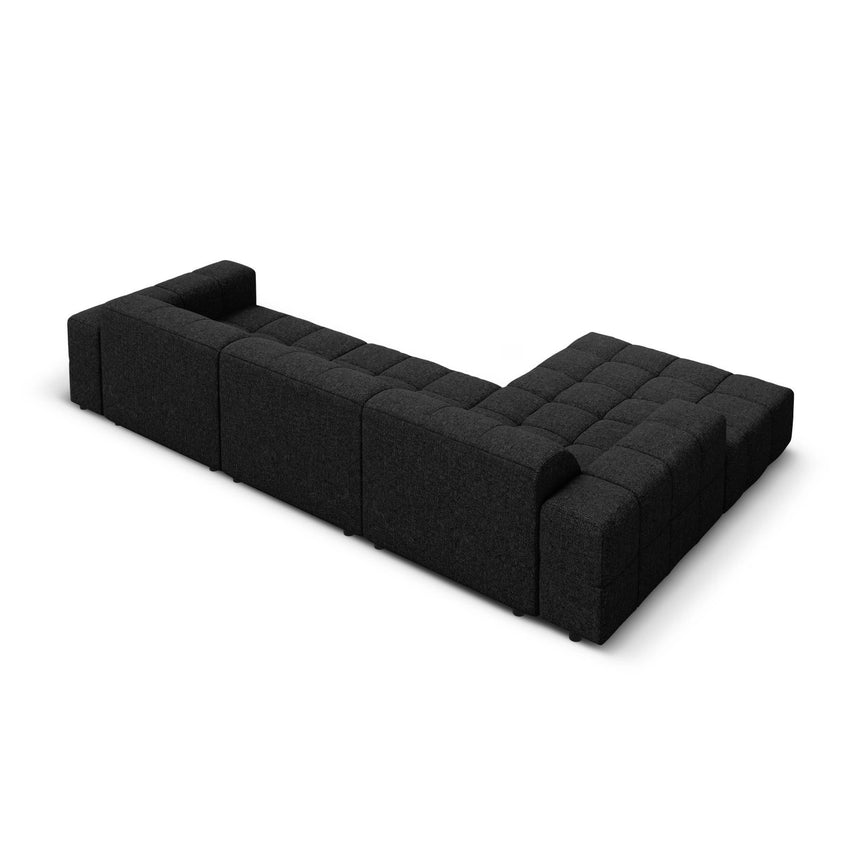 Chicago 4-Sitzer Ecksofa, Linke Seite, aus Chenille in Schwarz (Haga 19), 284x166x70 cm von Cosmopolitan Design – Bild 5