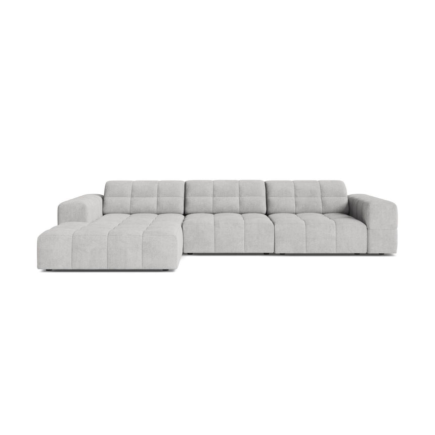 Chicago 4-Sitzer Ecksofa, Linke Seite, aus Chenille in Silber (Eden 17 Silver), 294x167 cm von Cosmopolitan Design – Bild 1