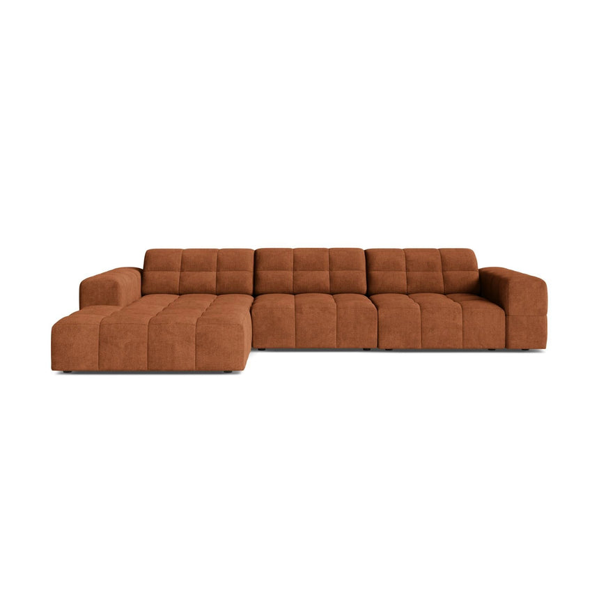 Chicago 4-Sitzer Ecksofa, Linke Seite, aus Chenille in Ziegel (Eden 10 Terra), 294x167 cm von Cosmopolitan Design – Bild 1
