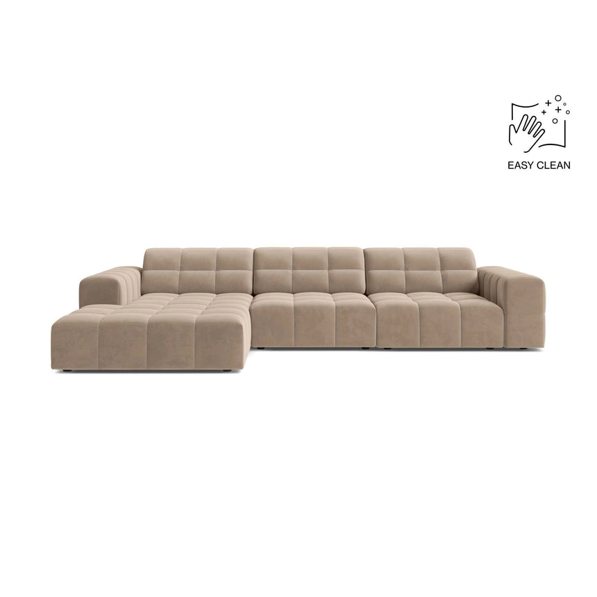 Chicago 4-Sitzer Ecksofa, Linke Seite, aus Samt in Beige (Venus 2928), 294x167 cm von Cosmopolitan Design – Bild 1