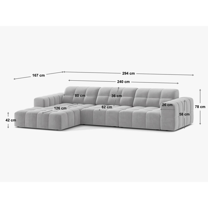 Chicago 4-Sitzer Ecksofa, Linke Seite, aus Samt in Beige (Venus 2928), 294x167 cm von Cosmopolitan Design – Bild 2
