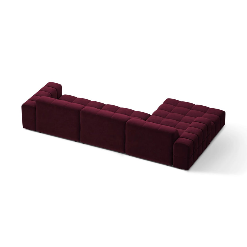 Chicago 4-Sitzer Ecksofa, Linke Seite, aus Samt in Burgund (Venus 2932), 294x167 cm von Cosmopolitan Design – Bild 4