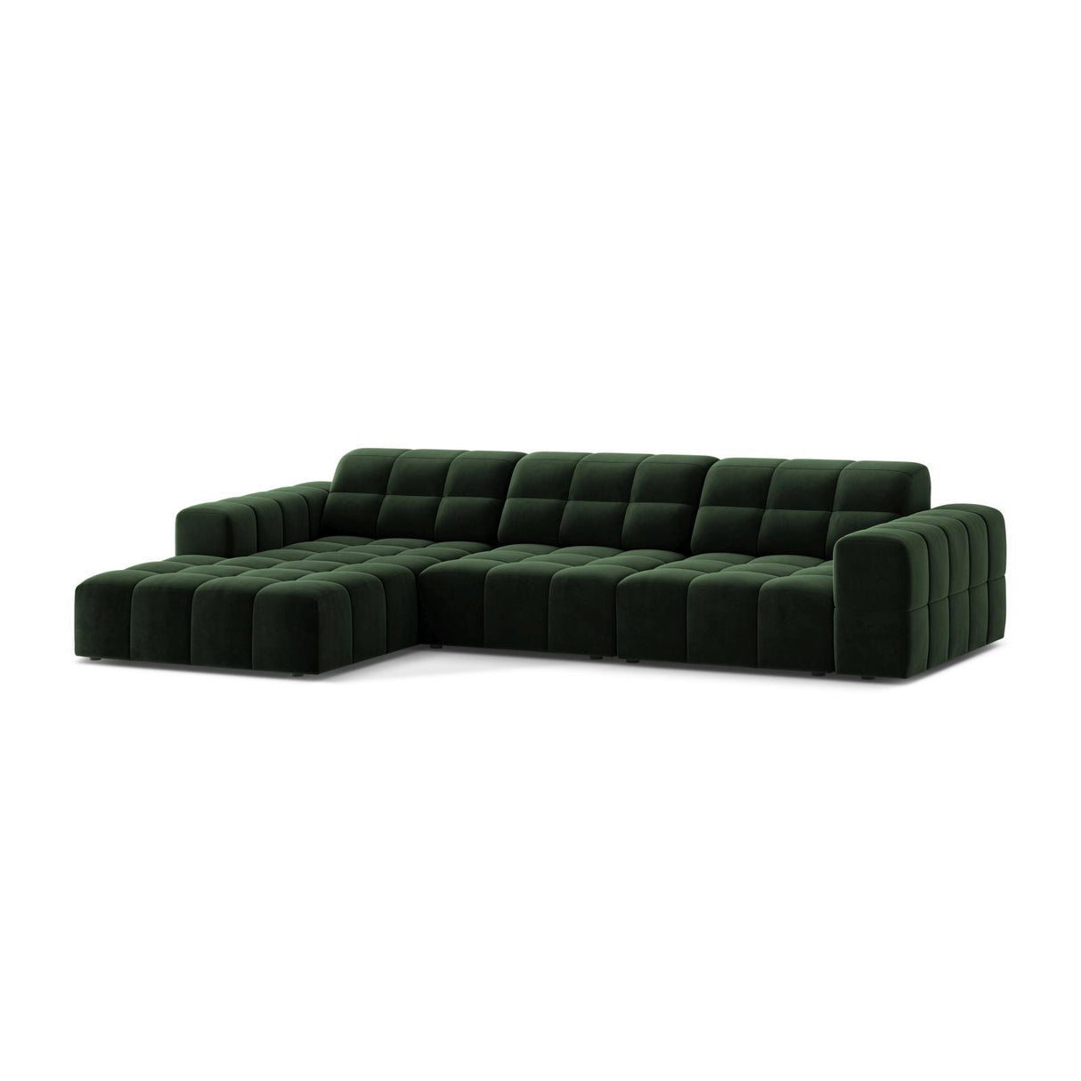 Chicago 4-Sitzer Ecksofa, Linke Seite, aus Samt in Flaschengrün (Venus 2940), 294x167 cm von Cosmopolitan Design – Bild 3