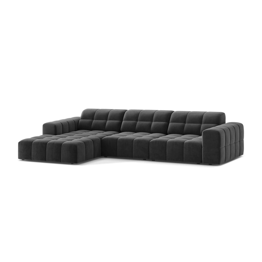 Chicago 4-Sitzer Ecksofa, Linke Seite, aus Samt in Grau (Venus 2930), 294x167 cm von Cosmopolitan Design – Bild 3