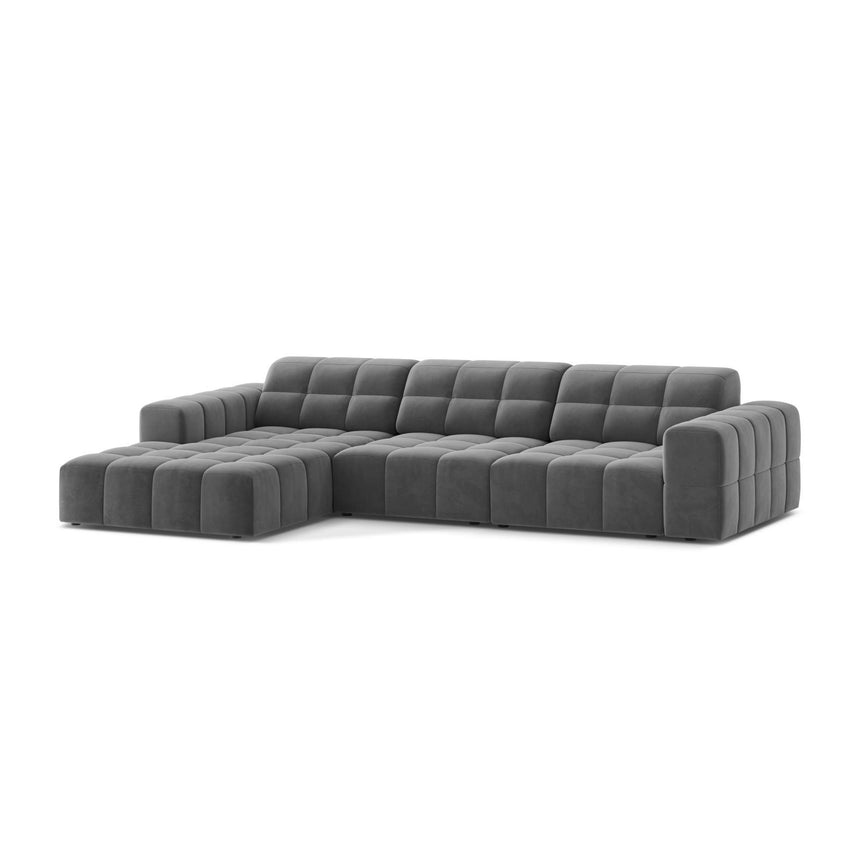 Chicago 4-Sitzer Ecksofa, Linke Seite, aus Samt in Hellgrau (Venus 2929), 294x167 cm von Cosmopolitan Design – Bild 3