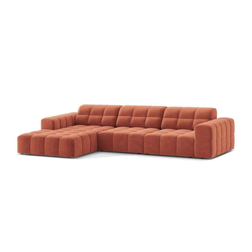 Chicago 4-Sitzer Ecksofa, Linke Seite, aus Samt in Koralle (Venus 2933), 294x167 cm von Cosmopolitan Design – Bild 3